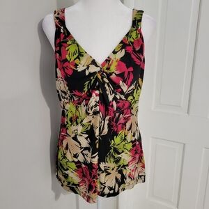 Y2K Babydoll Floral Top Women SMALL Tropical Forest Fairy Festival Vacay Stretch